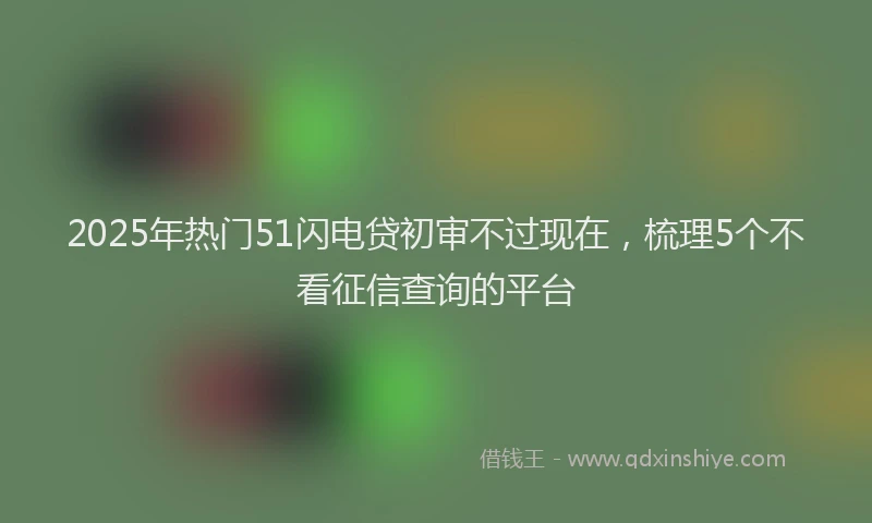2025年热门51闪电贷初审不过现在，梳理5个不看征信查询的平台