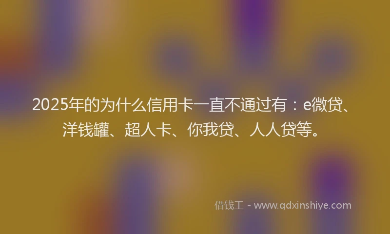 2025年的为什么信用卡一直不通过有:e微贷、洋钱罐、超人卡、你我贷、人人贷等。