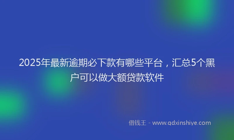 2025年最新逾期必下款有哪些平台，汇总5个黑户可以做大额贷款软件