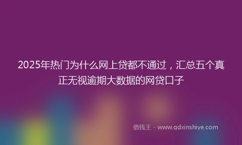 2025年热门为什么网上贷都不通过，汇总五个真正无视逾期大数据的网贷口子