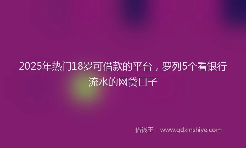 2025年热门18岁可借款的平台，罗列5个看银行流水的网贷口子