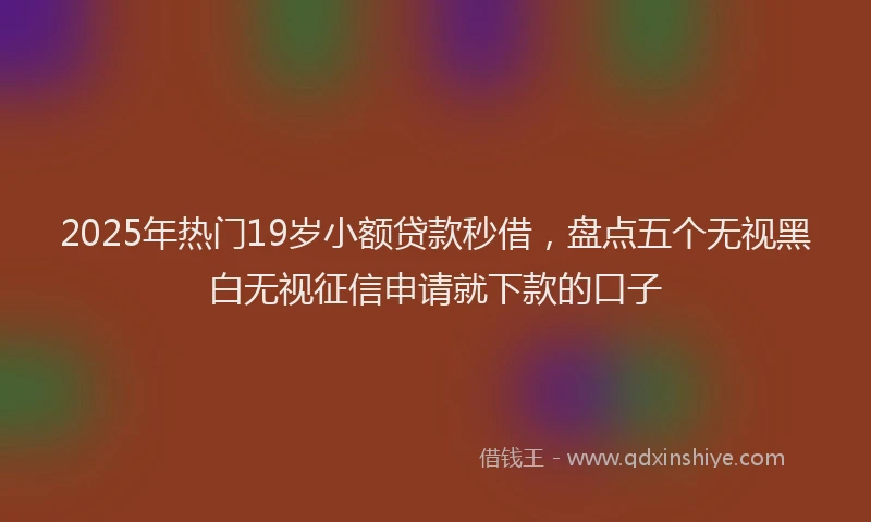 2025年热门19岁小额贷款秒借，盘点五个无视黑白无视征信申请就下款的口子