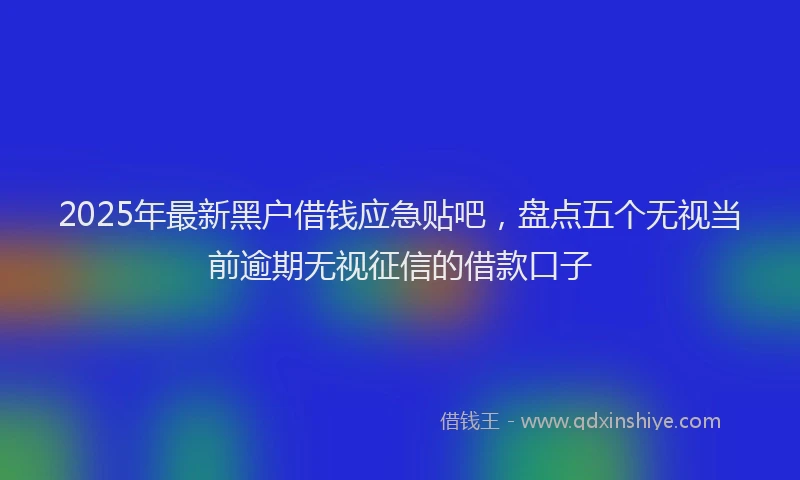 2025年最新黑户借钱应急贴吧，盘点五个无视当前逾期无视征信的借款口子