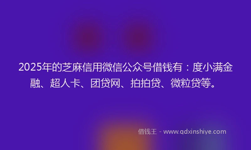 2025年的芝麻信用微信公众号借钱有：度小满金融、超人卡、团贷网、拍拍贷、微粒贷等。