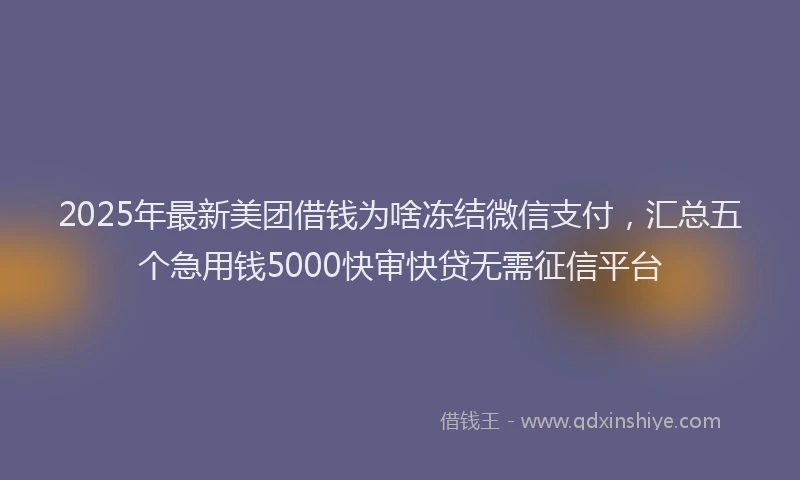 2025年最新美团借钱为啥冻结微信支付，汇总五个急用钱5000快审快贷无需征信平台