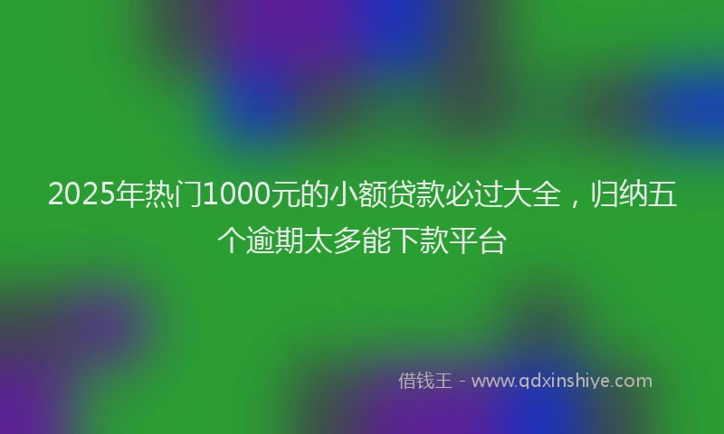 2025年热门1000元的小额贷款必过大全，归纳五个逾期太多能下款平台