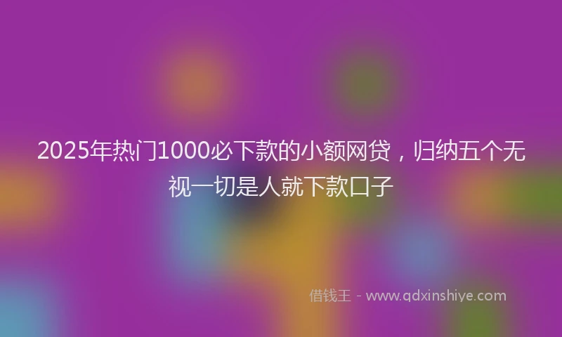 2025年热门1000必下款的小额网贷，归纳五个无视一切是人就下款口子