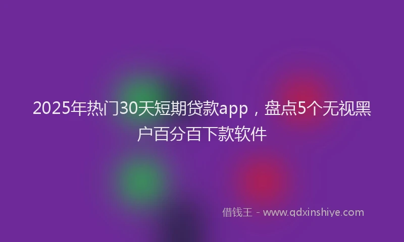 2025年热门30天短期贷款app，盘点5个无视黑户百分百下款软件