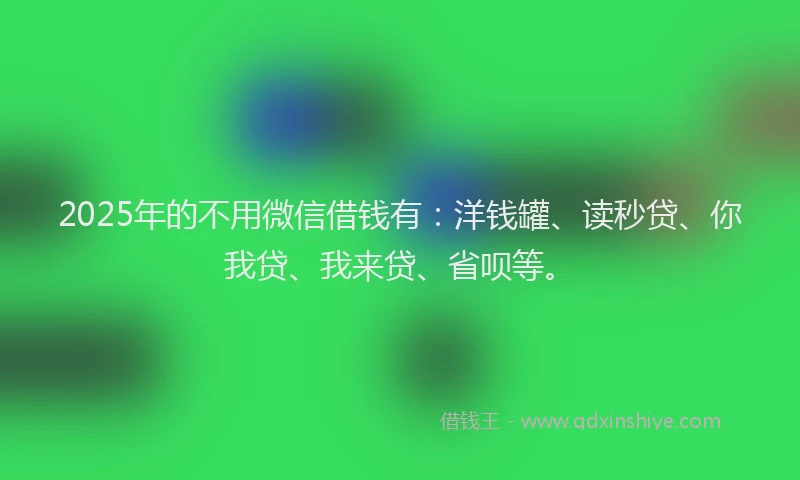 2025年的不用微信借钱有：洋钱罐、读秒贷、你我贷、我来贷、省呗等。