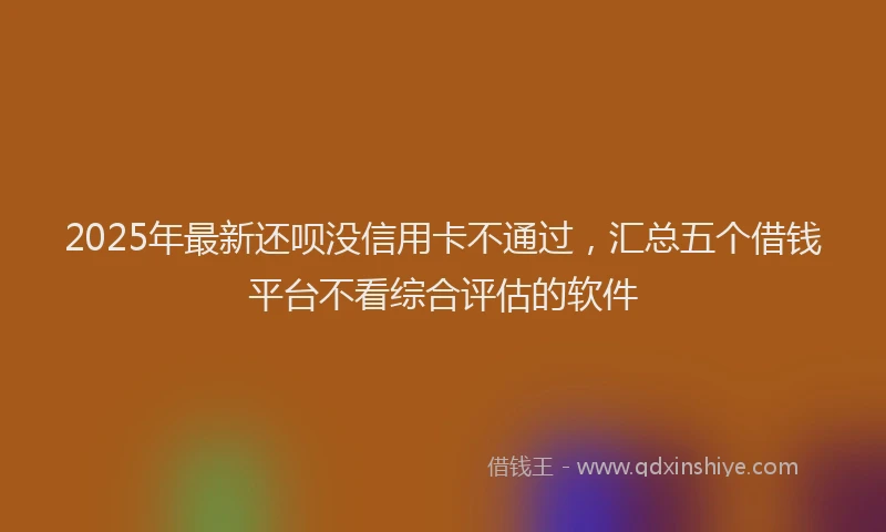 2025年最新还呗没信用卡不通过，汇总五个借钱平台不看综合评估的软件