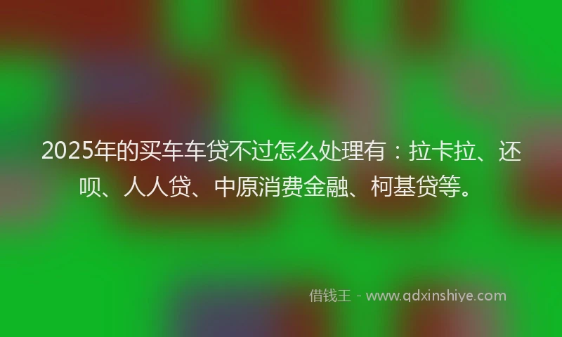 2025年的买车车贷不过怎么处理有：拉卡拉、还呗、人人贷、中原消费金融、柯基贷等。