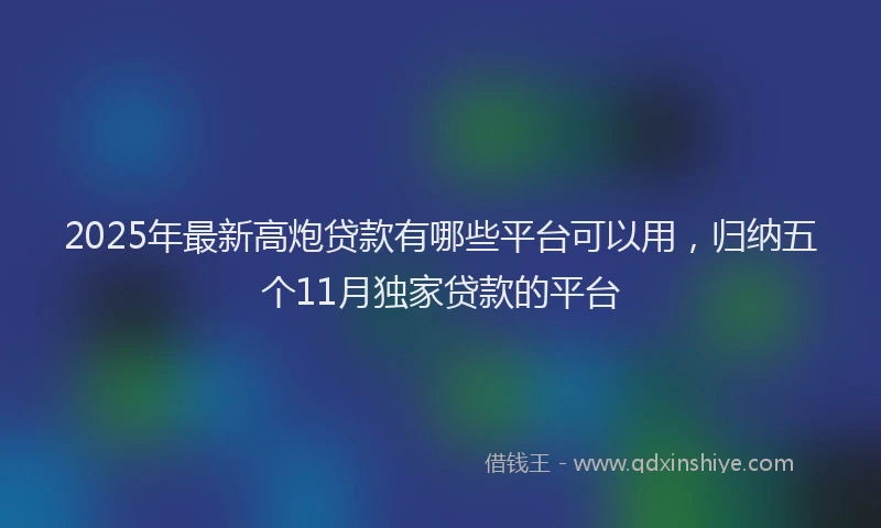 2025年最新高炮贷款有哪些平台可以用，归纳五个11月独家贷款的平台