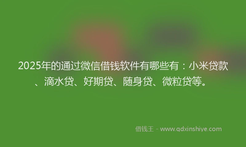 2025年的通过微信借钱软件有哪些有：小米贷款、滴水贷、好期贷、随身贷、微粒贷等。