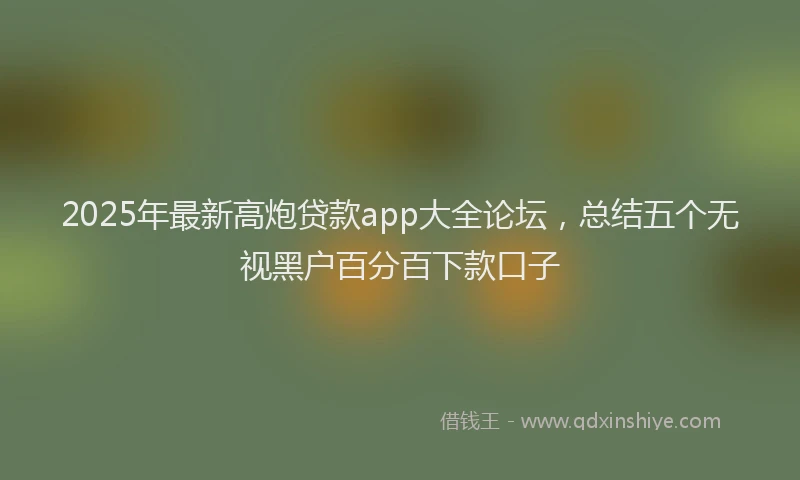 2025年最新高炮贷款app大全论坛，总结五个无视黑户百分百下款口子