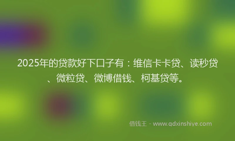 2025年的贷款好下口子有：维信卡卡贷、读秒贷、微粒贷、微博借钱、柯基贷等。
