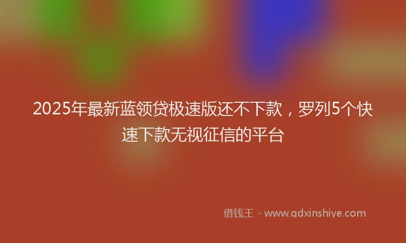 2025年最新蓝领贷极速版还不下款，罗列5个快速下款无视征信的平台