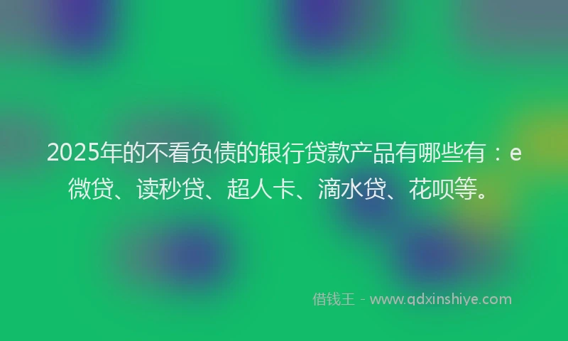 2025年的不看负债的银行贷款产品有哪些有：e微贷、读秒贷、超人卡、滴水贷、花呗等。