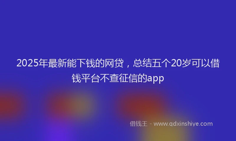2025年最新能下钱的网贷，总结五个20岁可以借钱平台不查征信的app