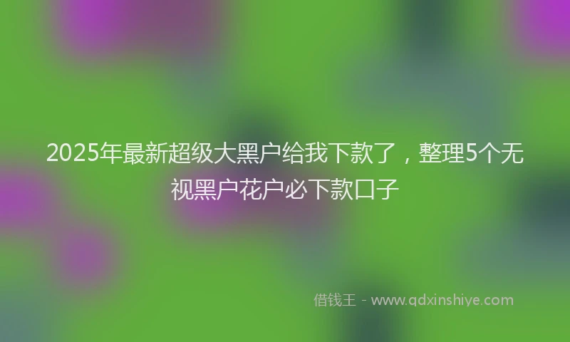 2025年最新超级大黑户给我下款了，整理5个无视黑户花户必下款口子