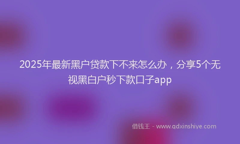 2025年最新黑户贷款下不来怎么办，分享5个无视黑白户秒下款口子app