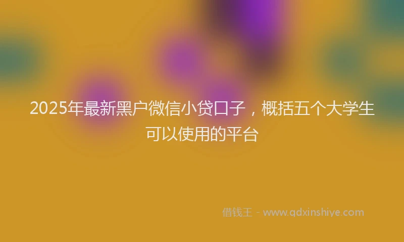 2025年最新黑户微信小贷口子，概括五个大学生可以使用的平台