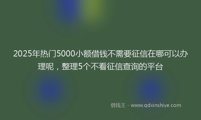 2025年热门5000小额借钱不需要征信在哪可以办理呢，整理5个不看征信查询的平台