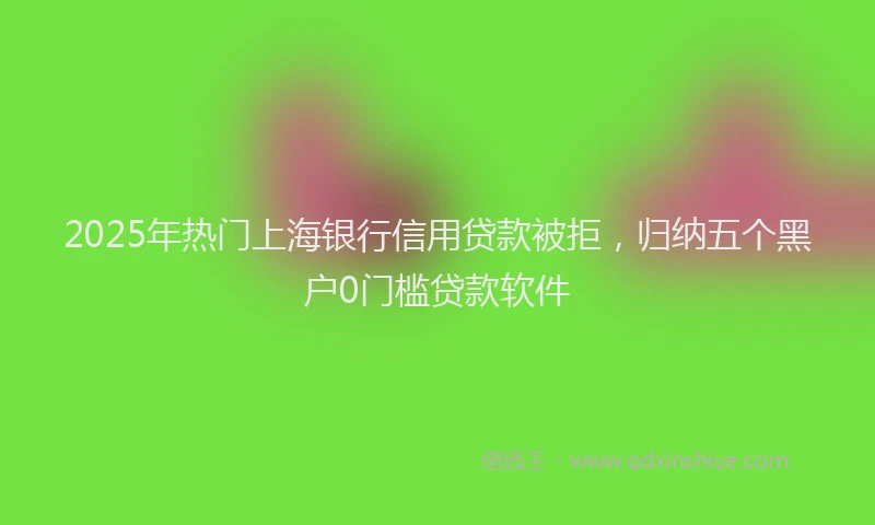2025年热门上海银行信用贷款被拒，归纳五个黑户0门槛贷款软件