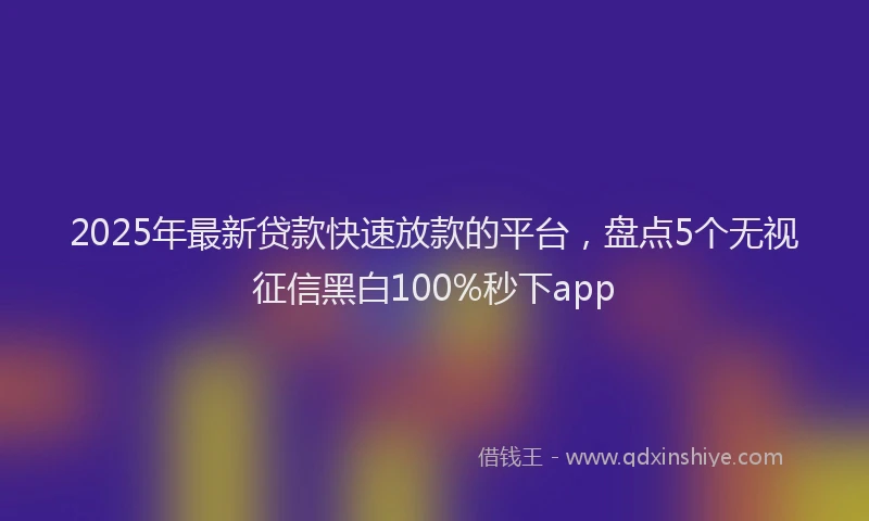 2025年最新贷款快速放款的平台，盘点5个无视征信黑白100%秒下app