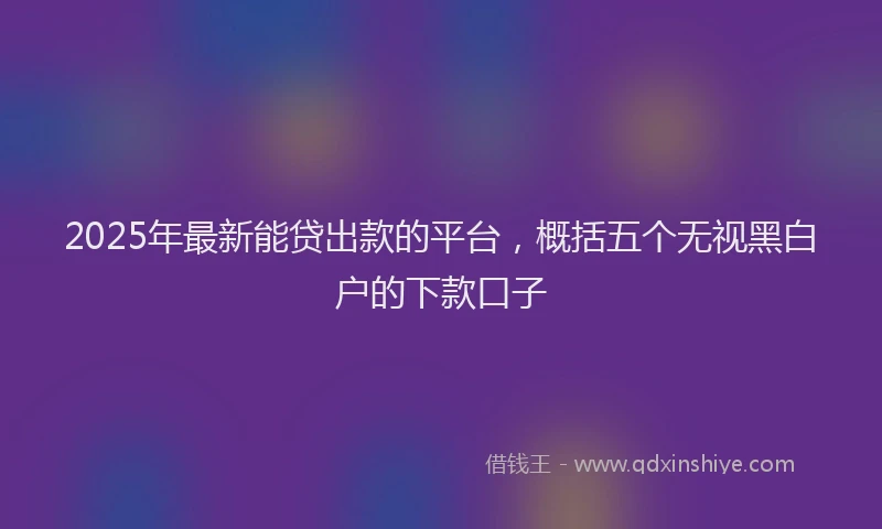 2025年最新能贷出款的平台，概括五个无视黑白户的下款口子