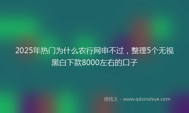 2025年热门为什么农行网申不过，整理5个无视黑白下款8000左右的口子