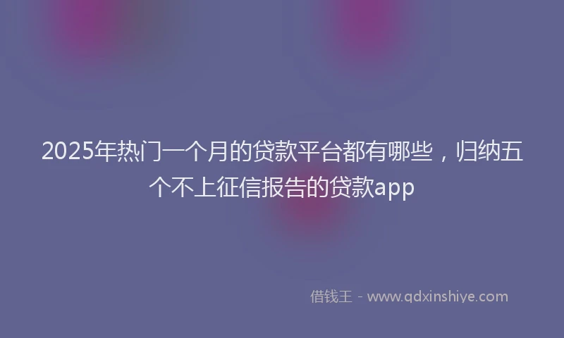 2025年热门一个月的贷款平台都有哪些，归纳五个不上征信报告的贷款app