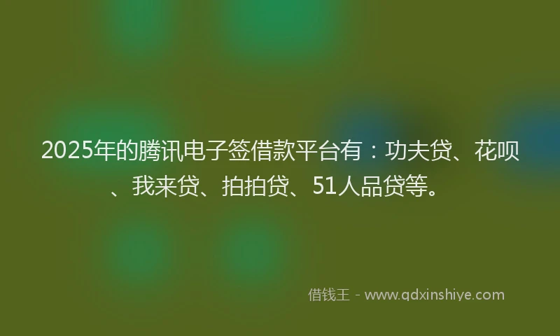 2025年的腾讯电子签借款平台有：功夫贷、花呗、我来贷、拍拍贷、51人品贷等。