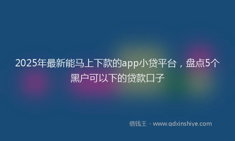 2025年最新能马上下款的app小贷平台，盘点5个黑户可以下的贷款口子