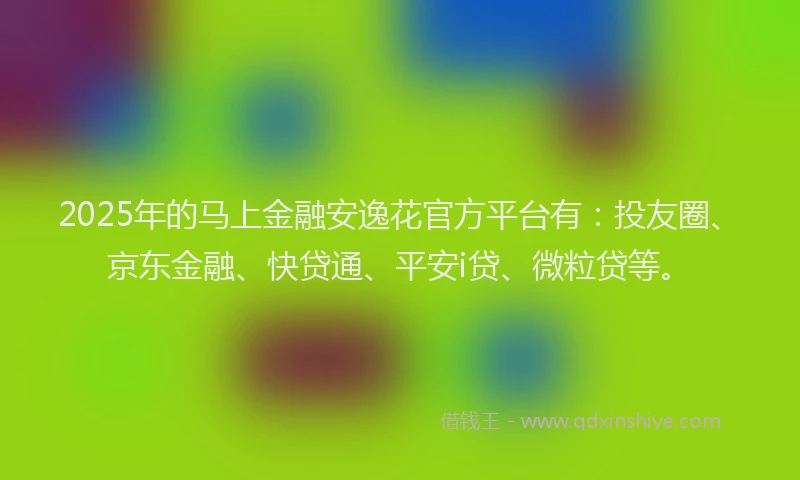 2025年的马上金融安逸花官方平台有：投友圈、京东金融、快贷通、平安i贷、微粒贷等。
