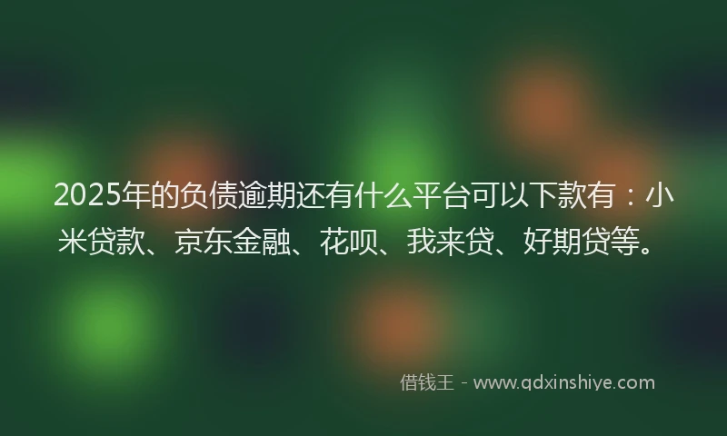 2025年的负债逾期还有什么平台可以下款有：小米贷款、京东金融、花呗、我来贷、好期贷等。