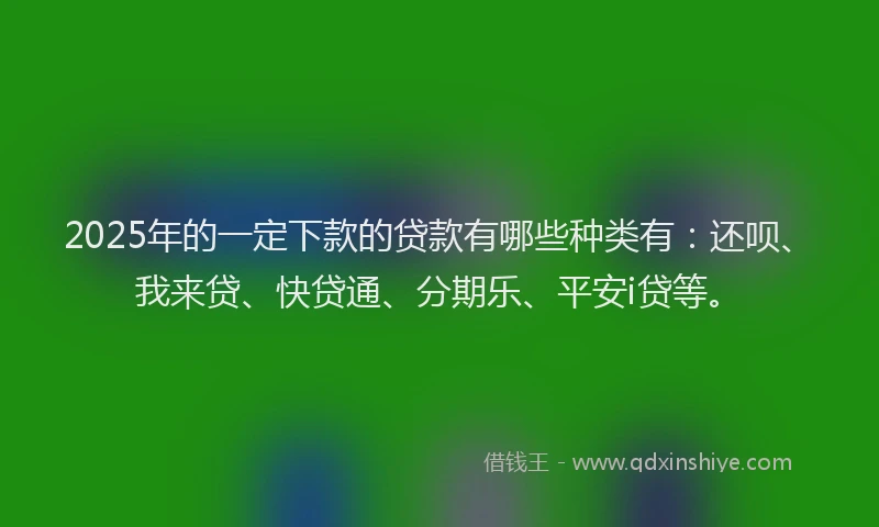 2025年的一定下款的贷款有哪些种类有：还呗、我来贷、快贷通、分期乐、平安i贷等。