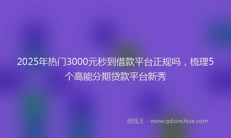 2025年热门3000元秒到借款平台正规吗，梳理5个高能分期贷款平台新秀