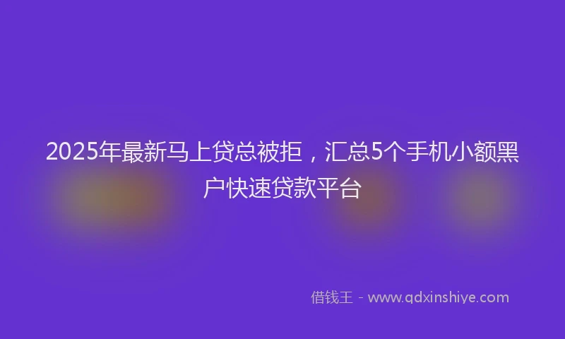 2025年最新马上贷总被拒，汇总5个手机小额黑户快速贷款平台
