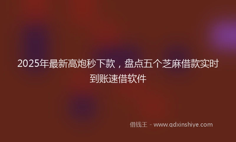 2025年最新高炮秒下款，盘点五个芝麻借款实时到账速借软件