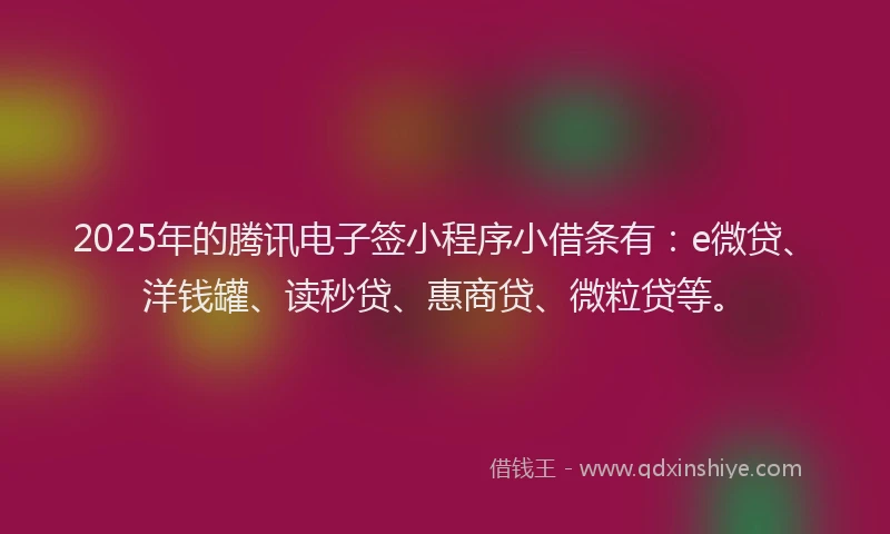 2025年的腾讯电子签小程序小借条有：e微贷、洋钱罐、读秒贷、惠商贷、微粒贷等。