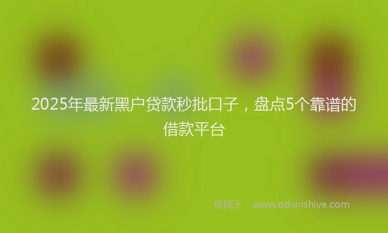 2025年最新黑户贷款秒批口子，盘点5个靠谱的借款平台