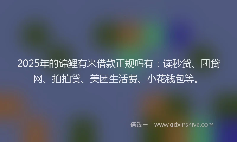 2025年的锦鲤有米借款正规吗有：读秒贷、团贷网、拍拍贷、美团生活费、小花钱包等。