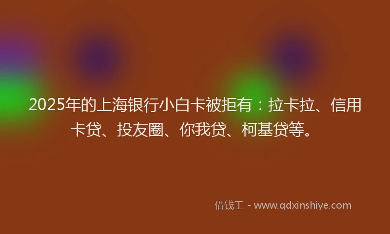 2025年的上海银行小白卡被拒有：拉卡拉、信用卡贷、投友圈、你我贷、柯基贷等。
