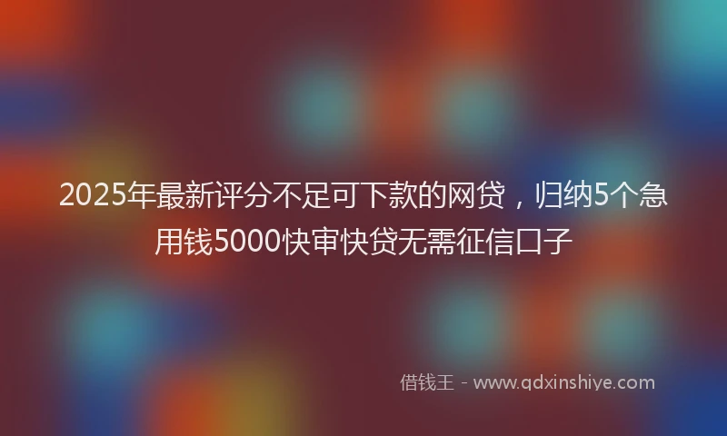2025年最新评分不足可下款的网贷，归纳5个急用钱5000快审快贷无需征信口子