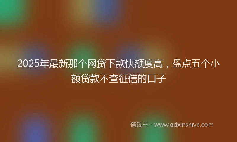 2025年最新那个网贷下款快额度高，盘点五个小额贷款不查征信的口子