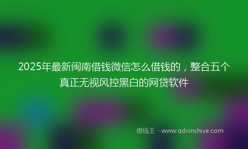 2025年最新闽南借钱微信怎么借钱的，整合五个真正无视风控黑白的网贷软件