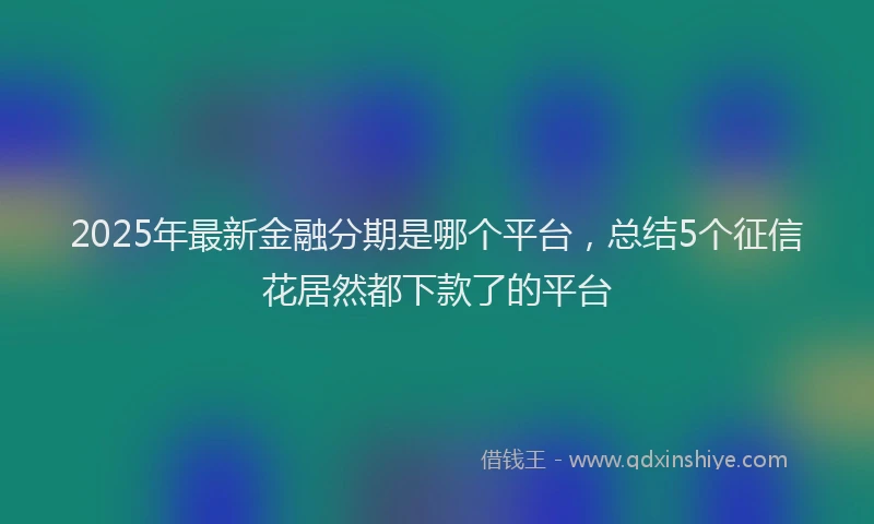 2025年最新金融分期是哪个平台，总结5个征信花居然都下款了的平台