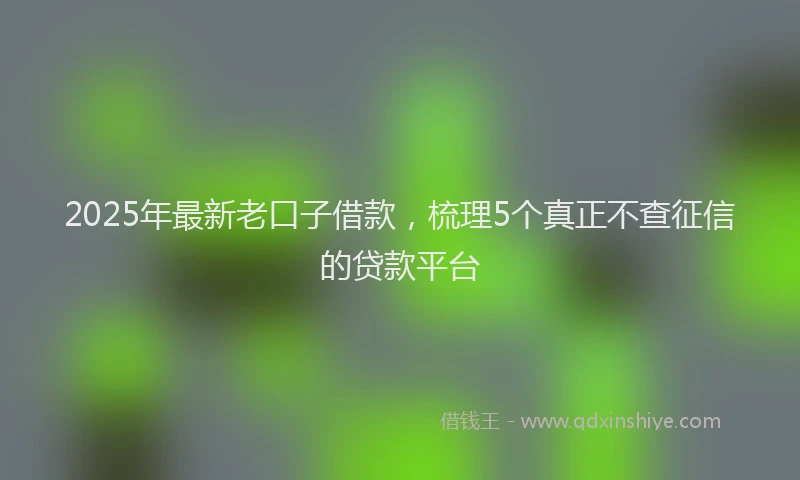 2025年最新老口子借款，梳理5个真正不查征信的贷款平台