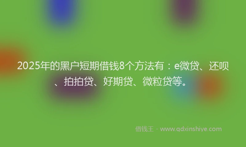 2025年的黑户短期借钱8个方法有：e微贷、还呗、拍拍贷、好期贷、微粒贷等。