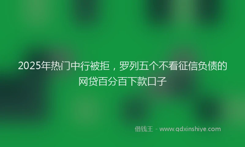 2025年热门中行被拒，罗列五个不看征信负债的网贷百分百下款口子